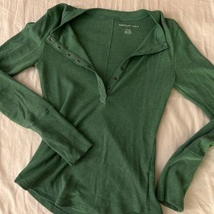 American Eagle Forest Green Henley